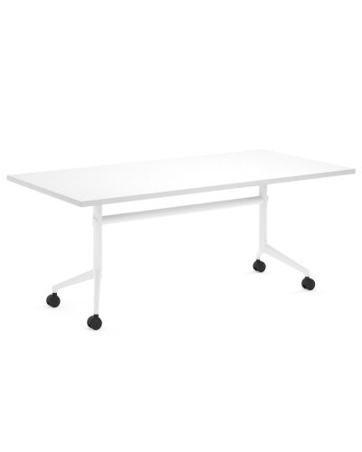 Mars Mobile Low Flip Top Table - 600H X 1200W X 750D - Polar White Top/White Frame