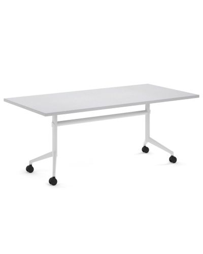 Mars Mobile Low Flip Top Table - 600H X 1500W X 750D - Zincworks Top / White Frame