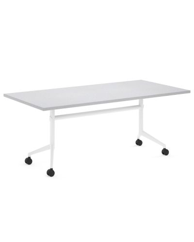 Mars Mobile Low Flip Top Table - 600H X 1200W X 750D - Zincworks Top/White Frame