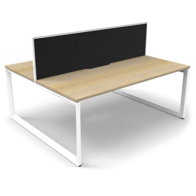 Deluxe Infinity Loop Leg Double Sided Desk with Screen - Two Person