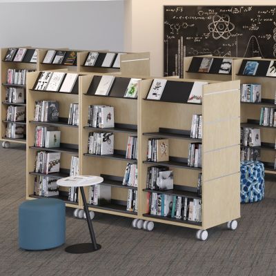 Marvel Library Mobile Double Shelf Unit with Slatwall