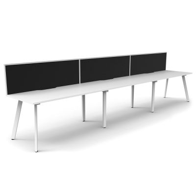 Eternity Single Sided Desk with Screen - Three Person