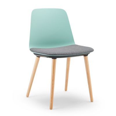 Lola Timber Leg Chair - Plastic Shell with Seat Pad