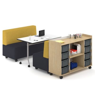 Mars Mobile Flip Top Table - Coloured Frame and Top Edge 